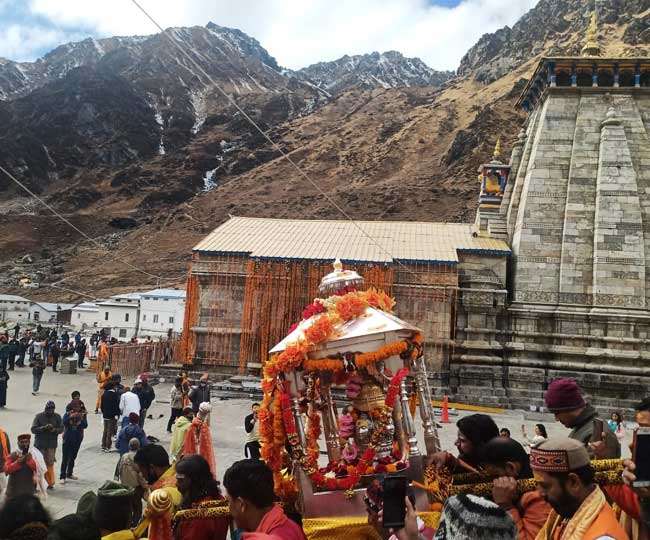 Kedarnath shrine closed for winter amid snowfall.