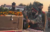 The mortal remains of Subedar Swatanter Singh, who was martyred in Jammu and Kashmir, were brought to Lansdowne, army officers and soldiers paid homage.