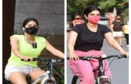 Janhvi and Khushi Kapoor were seen cycling