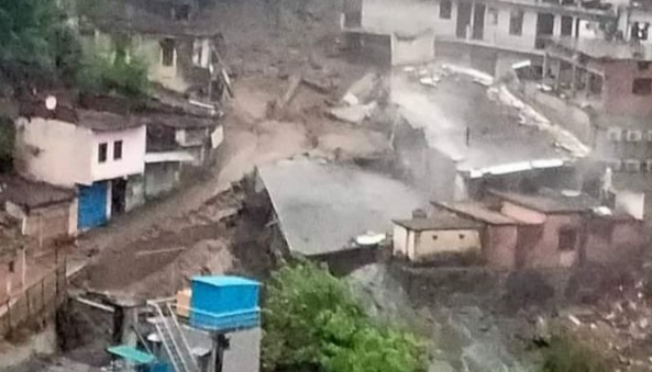 Cloud burst in Devprayag damages buildings, power lines