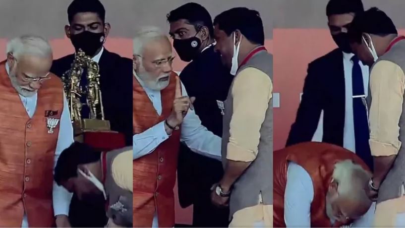 BJP District President touched feet in Unnao, PM Narendra Modi again did something that went viral