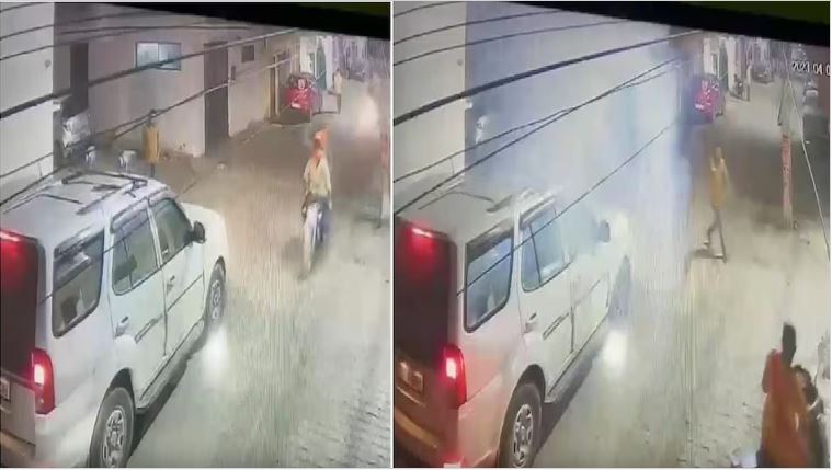 Prayagraj: Bomb attack on BJP leader's son, shocking CCTV footage surfaced