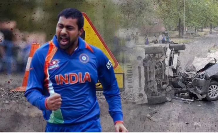 Cricketer Praveen Kumar's car collided with a canter, narrowly survived the accident