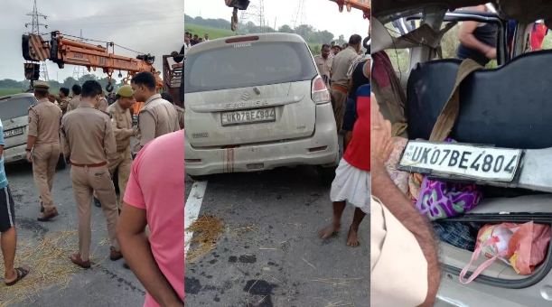 A horrific road accident took place in Varanasi, 8 people of the same family died in the collision between a car and a truck; baby saved