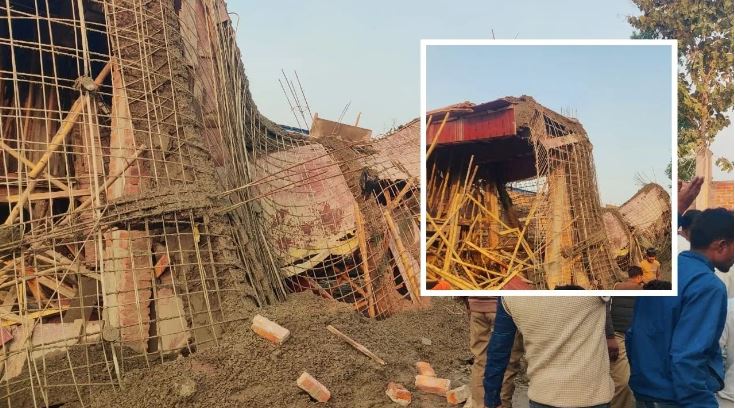 Roof of marriage hall under construction in Maharajganj collapsed, 3 laborers died, many buried under debris, rescue operation underway.