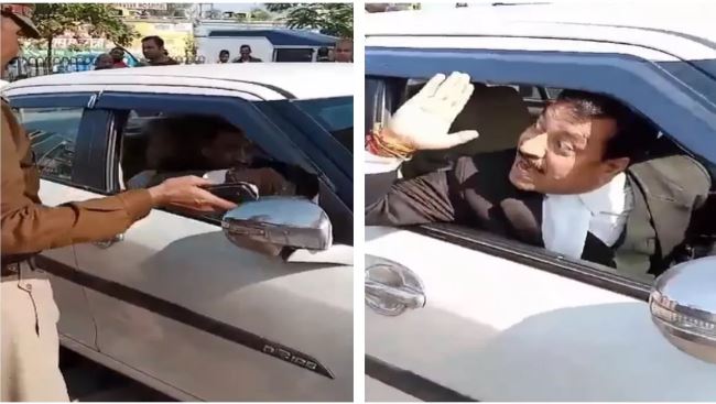 'I will slap you like this', lawyer publicly abuses police personnel...video goes viral