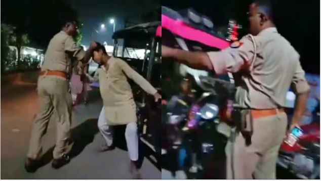 Ghaziabad's overbearing police officer dragged e-rickshaw driver by his hair and then beat him up; watch video