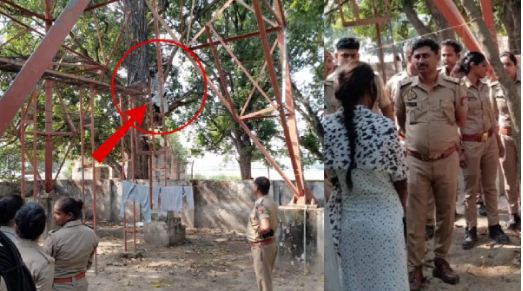 A girl, adamant on marrying her lover, climbed the tower, police assured her to get married