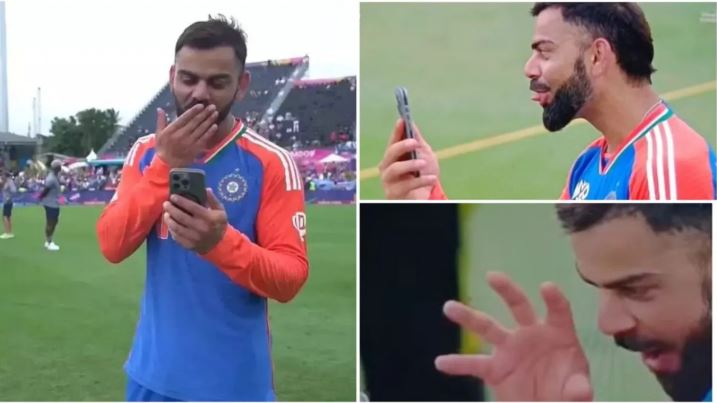 After winning the World Cup, Virat Kohli made a video call to Anushka Sharma, he was seen talking to Vamika and Akay like children