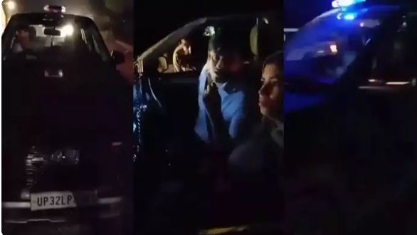 Naib Tehsildar had to pay a heavy price for driving with red-blue lights, police issued challan, VIDEO goes viral