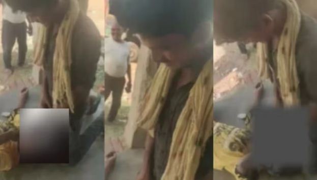 A bully urinated on the face of a sleeping labourer, police arrested him after the video went viral