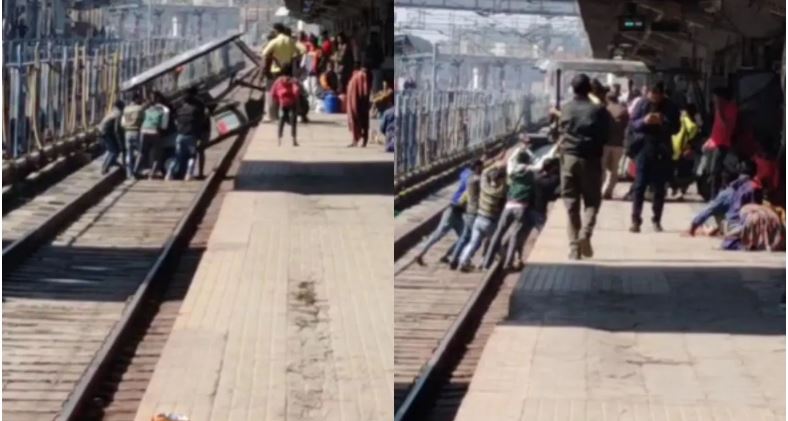Major accident averted in Kanpur: Golf cart fell on railway track, panic on platform…GRP removed the rickshaw